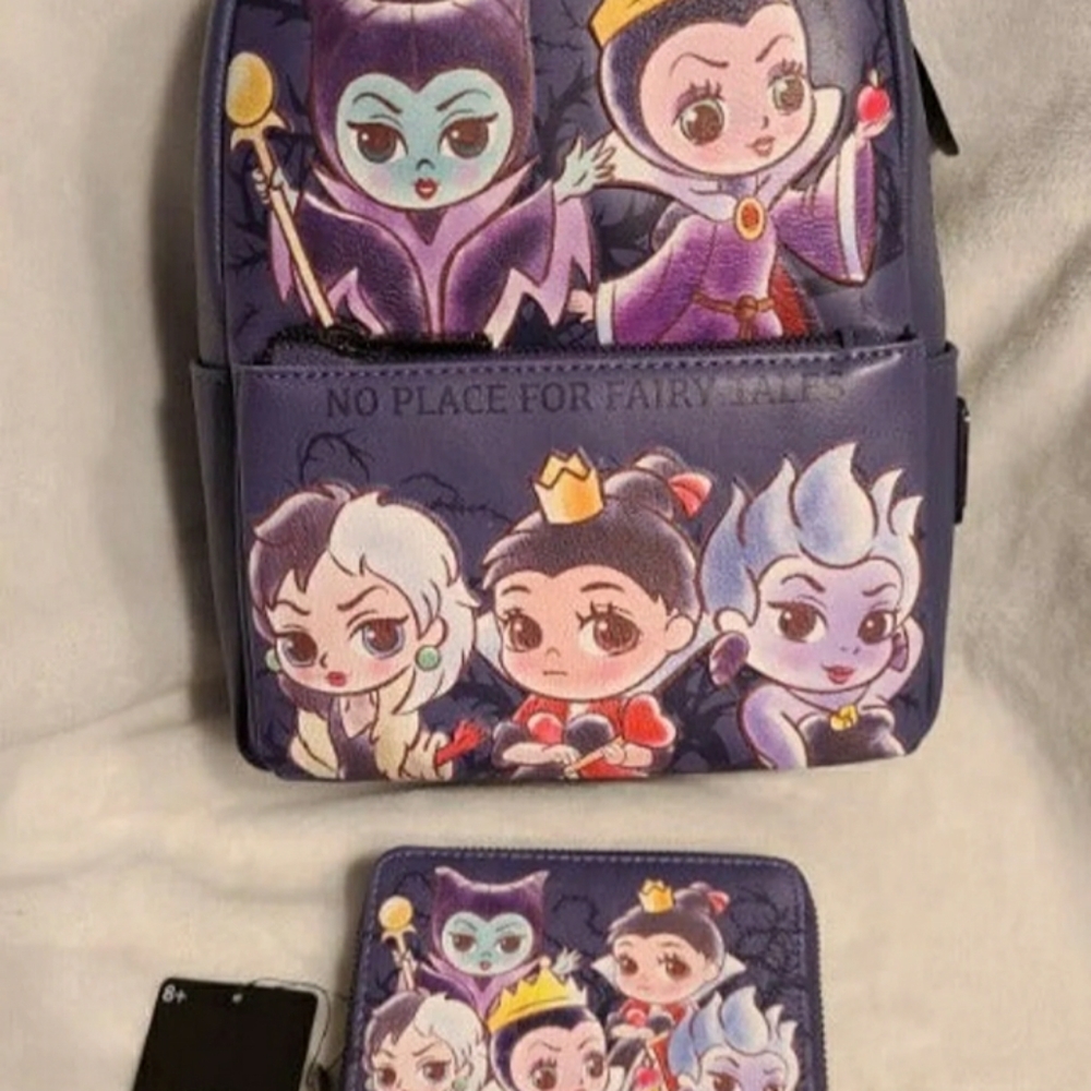 Loungefly Disney villains chibi backpack and wallet